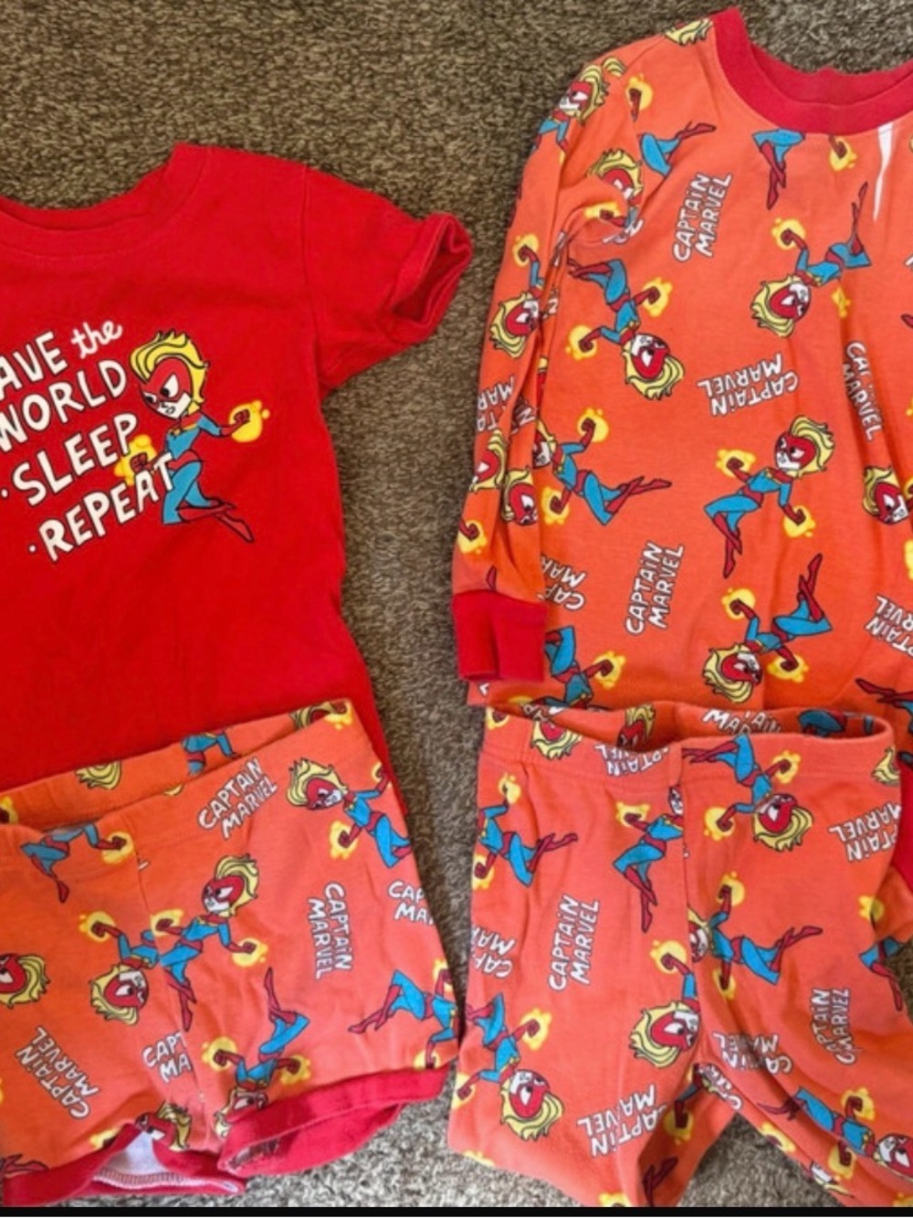 Marvel Captain Marvel Red and Orange Kids Pajama Set